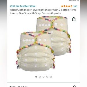 Ecoable Hemp Overnight Diaper (2 pack)
